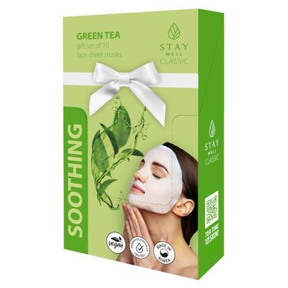 10x22g Stay Well CLASSIC MASK GREEN TEA SOOTHING Cofanetto Regalo  1 di 2 