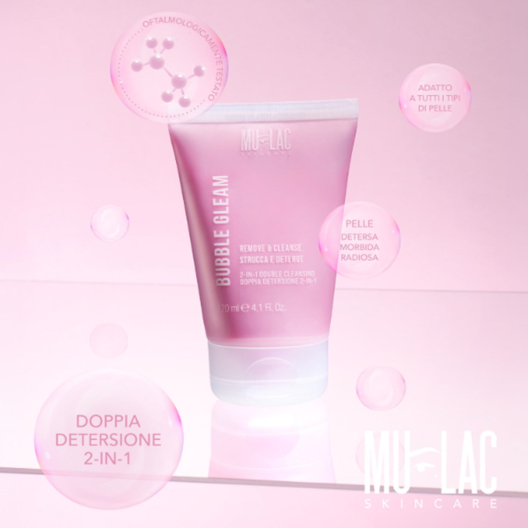 120 ML Mulac BUBBLE GLEAM Doppia Detersione 2-In-2  1 di 4 