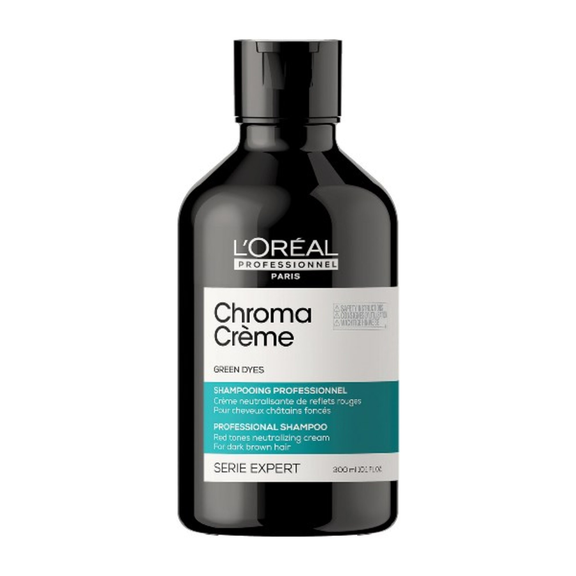300 ML L'Oreal Professionnel CHROMA CRÈME Shampoo Verde per capelli da marrone scuro a nero 1 di 3