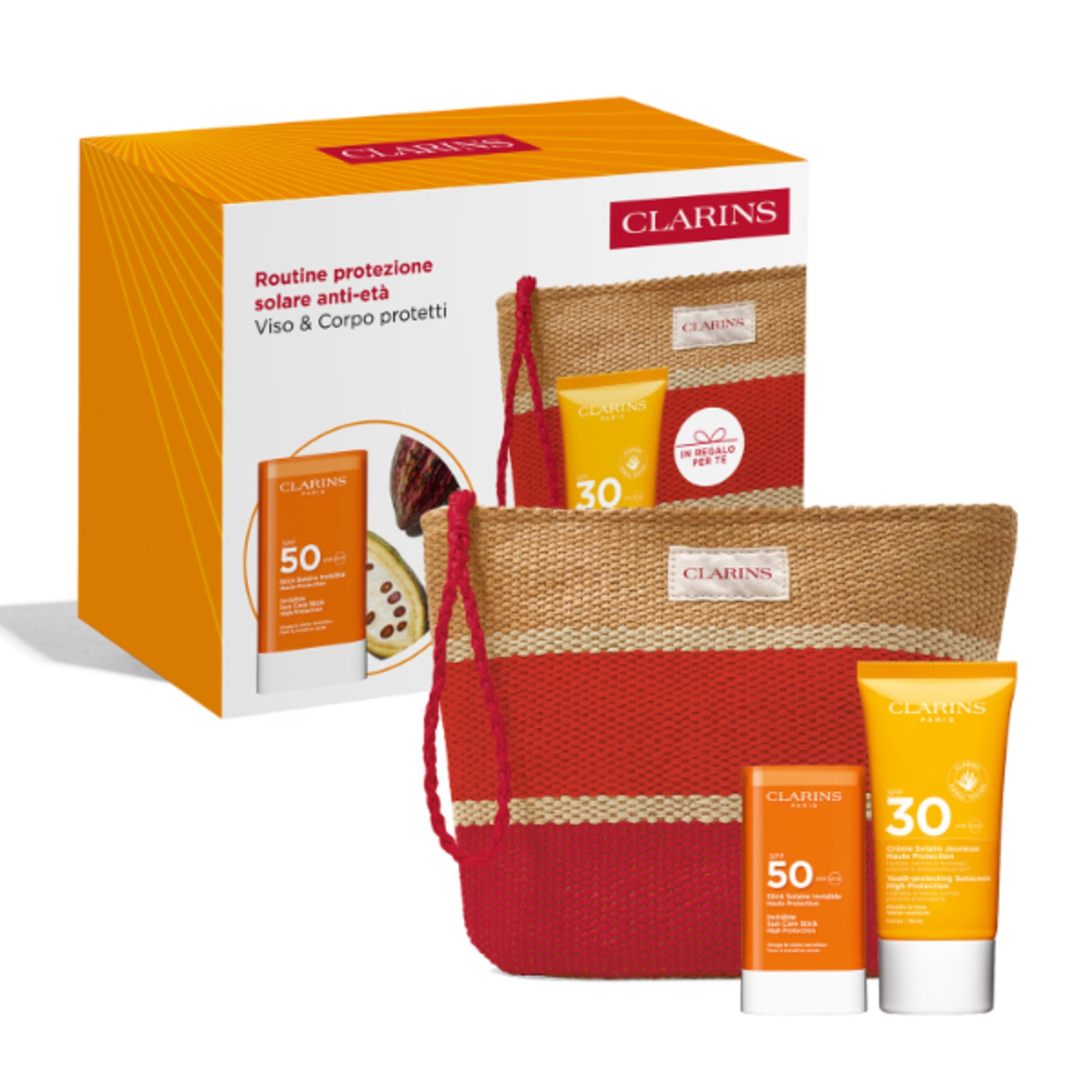 17g+75ml Clarins ROUTINE PROTEZIONE SOLARE ANTI-ETÀ Cofanetto Regalo 1 di 4