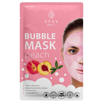 20 G Stay Well SHEET MASK Maschera Tessuto Lavabile Pesca  1 di 2 