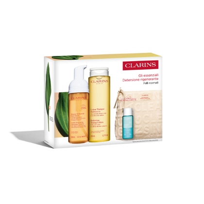 150ml+200ml+30ml Clarins GLI ESSENZIALI DETERSIONE RIGENERANTE Cofanetto Regalo  1 di 4 