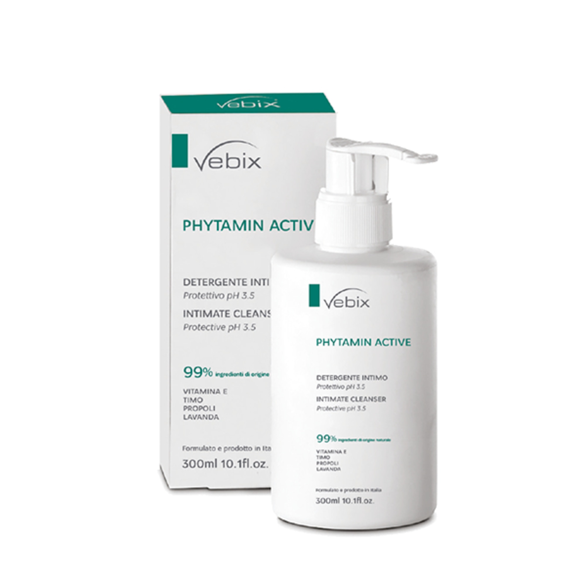 300ml Vebix PHYTAMIN ACTIVE Detergente Intimo Protettivo pH 3.5 1 di 1