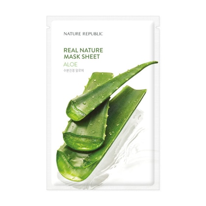 23 ML NATURE REPUBLIC REAL NATURE ALOE MASK SHEET Maschera In Tessuto  1 di 1 Maschera In Tessuto