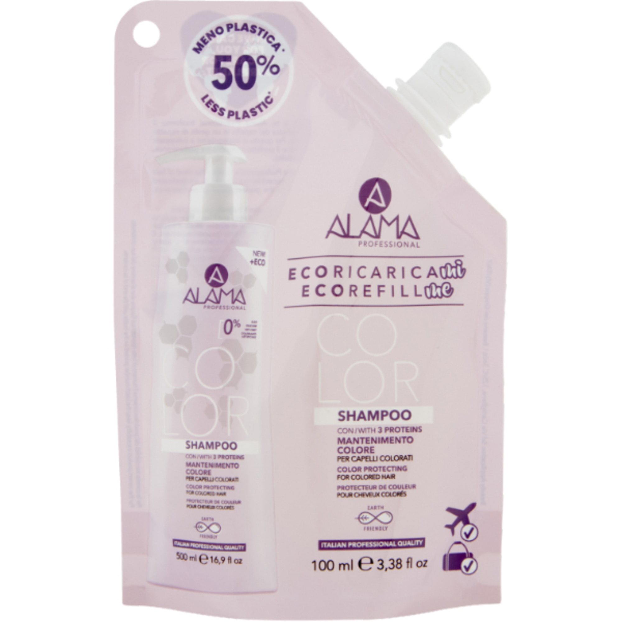 100 ML ALAMA PROFESSIONAL ECOREFILLME COLOR Ricarica Shampoo Mantentimento Colore Capelli Colorati 1 di 1