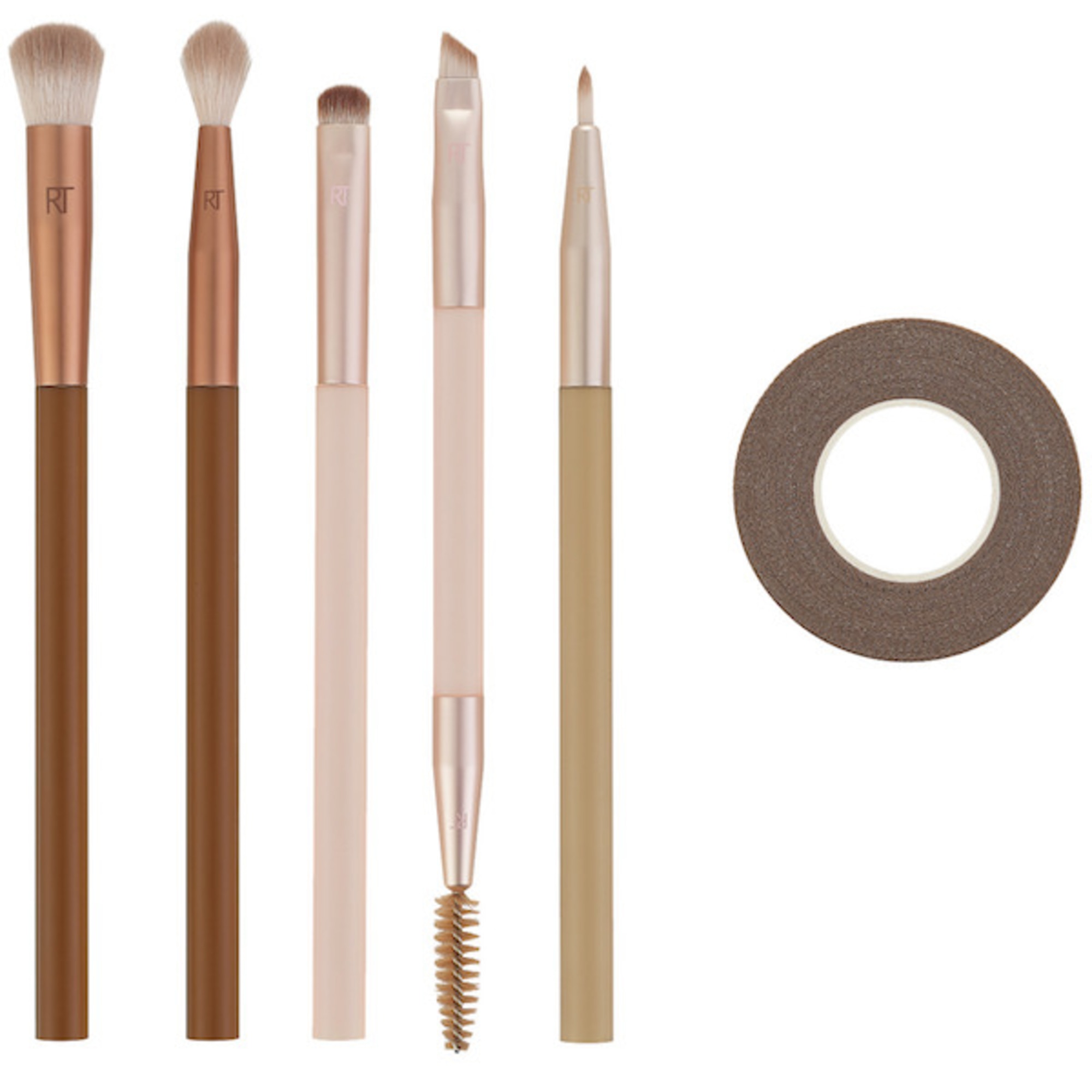 Real Techniques NEW NUDES DAILY SWIPE EYE SET Set Completo da 6 Pennelli Occhi + 1 Nastro per il Trucco 1 di 2