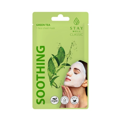 10x22g Stay Well CLASSIC MASK GREEN TEA SOOTHING Cofanetto Regalo  1 di 2 